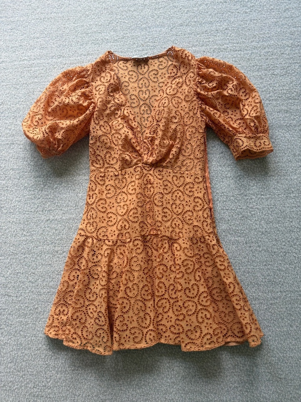 Sandro Paris Eyelet Lace Puff Sleeve Mini Dress